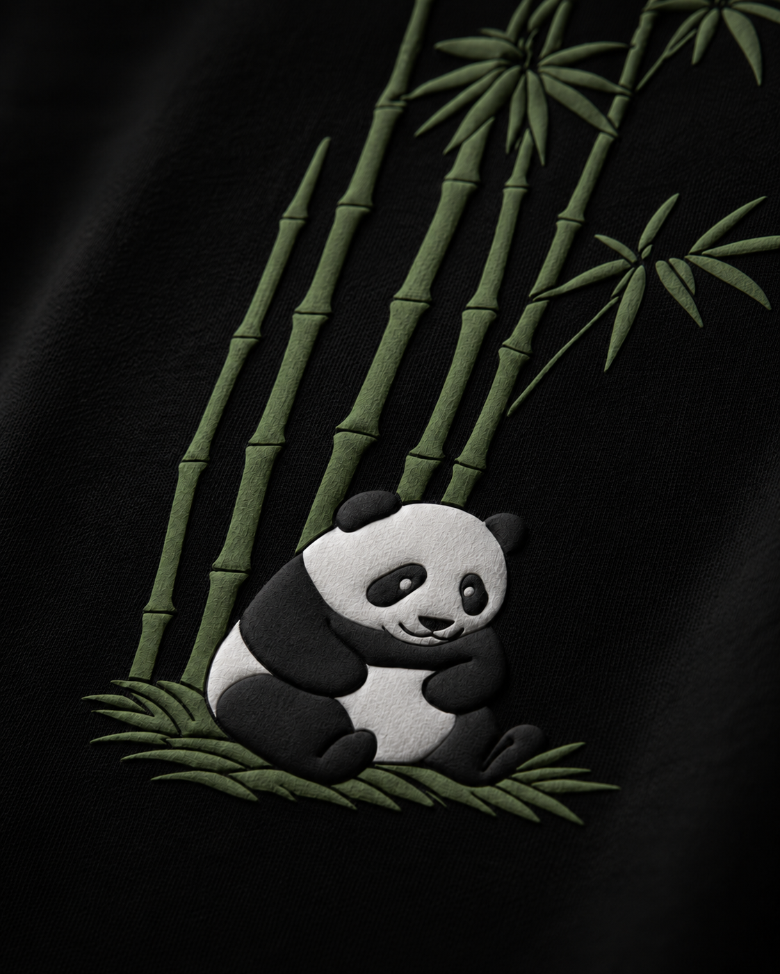 Panda Bamboo Black Oversized T-Shirt
