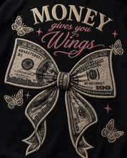 Money Gives You Wings Black Oversized T-Shirt