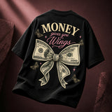 Money Gives You Wings Black Oversized T-Shirt