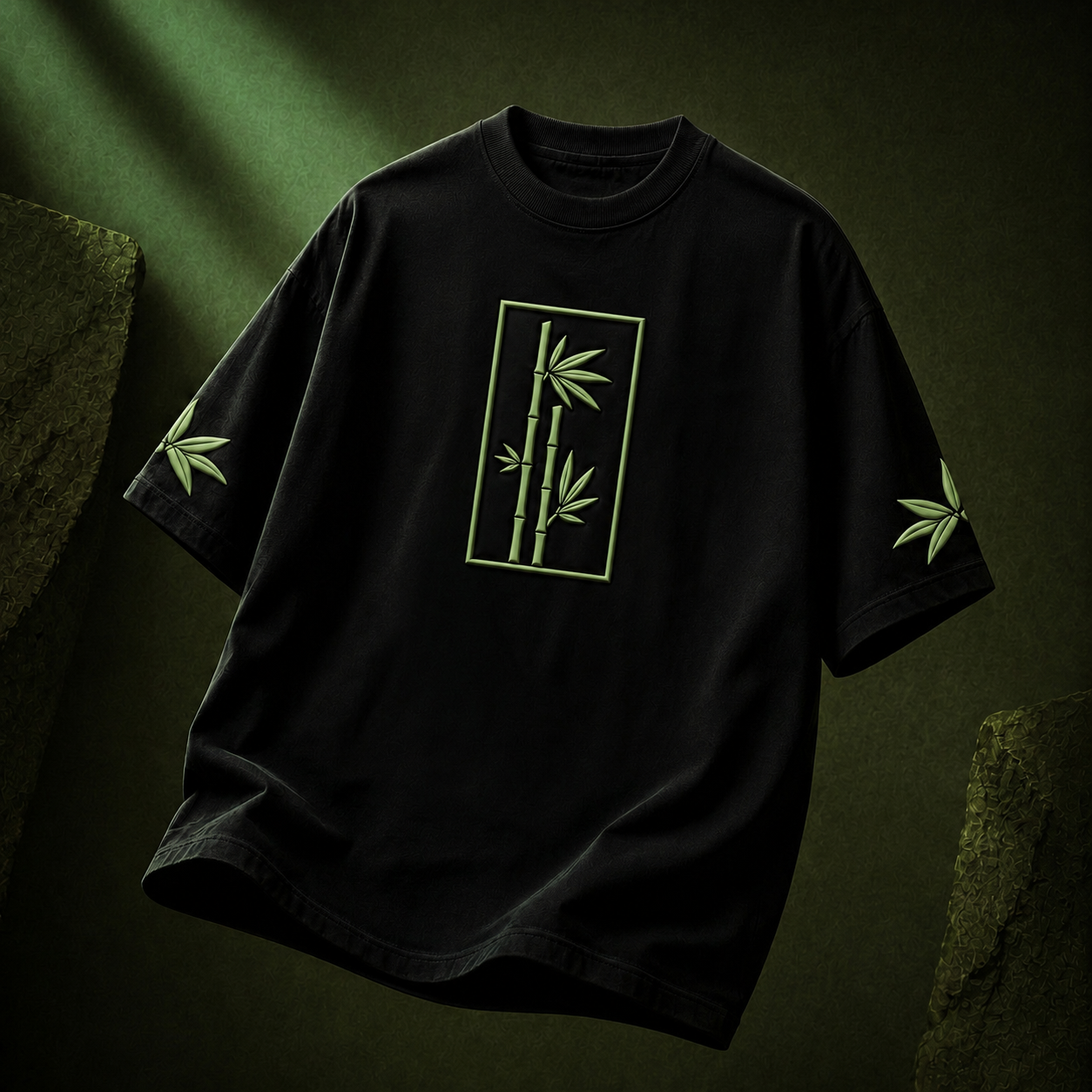 Panda Bamboo Black Oversized T-Shirt